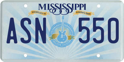 MS license plate ASN550