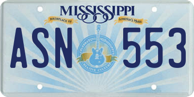 MS license plate ASN553