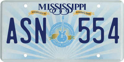 MS license plate ASN554