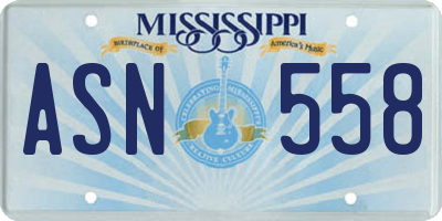 MS license plate ASN558