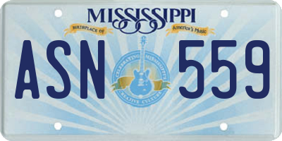 MS license plate ASN559