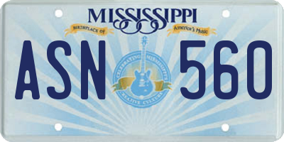 MS license plate ASN560