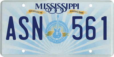 MS license plate ASN561