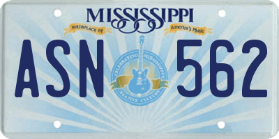 MS license plate ASN562
