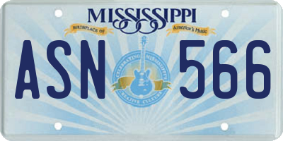 MS license plate ASN566