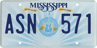 MS license plate ASN571