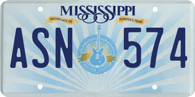 MS license plate ASN574