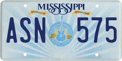 MS license plate ASN575
