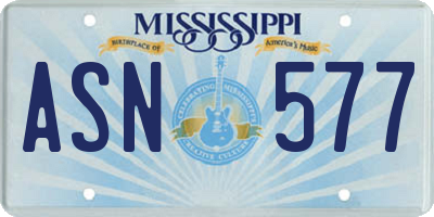 MS license plate ASN577