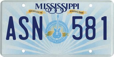 MS license plate ASN581