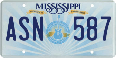 MS license plate ASN587