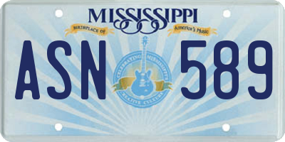 MS license plate ASN589