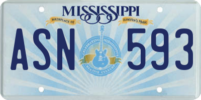 MS license plate ASN593