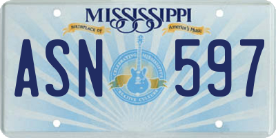 MS license plate ASN597