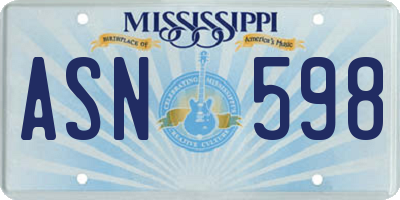 MS license plate ASN598