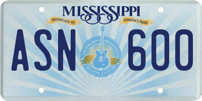 MS license plate ASN600