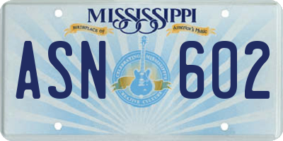 MS license plate ASN602