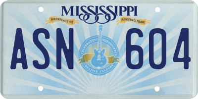 MS license plate ASN604