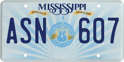 MS license plate ASN607