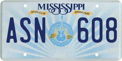 MS license plate ASN608
