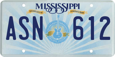 MS license plate ASN612