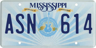 MS license plate ASN614