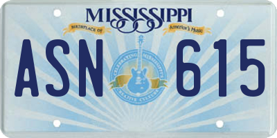 MS license plate ASN615