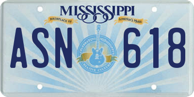 MS license plate ASN618