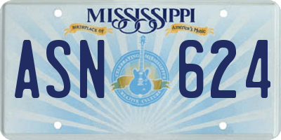 MS license plate ASN624