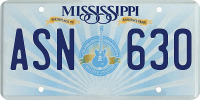 MS license plate ASN630