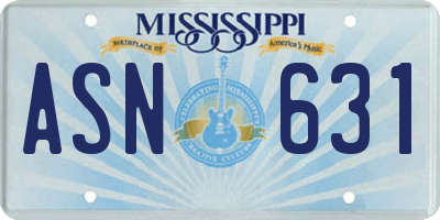 MS license plate ASN631
