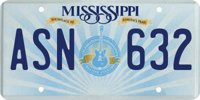 MS license plate ASN632