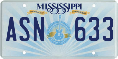 MS license plate ASN633