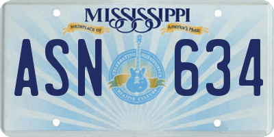 MS license plate ASN634