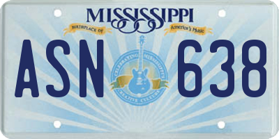 MS license plate ASN638