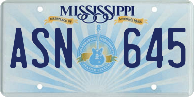 MS license plate ASN645