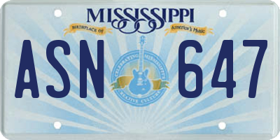 MS license plate ASN647