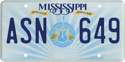 MS license plate ASN649
