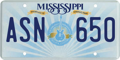 MS license plate ASN650