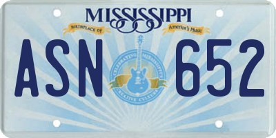 MS license plate ASN652