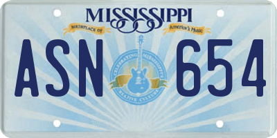 MS license plate ASN654