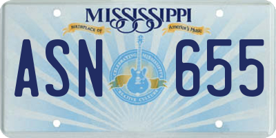 MS license plate ASN655