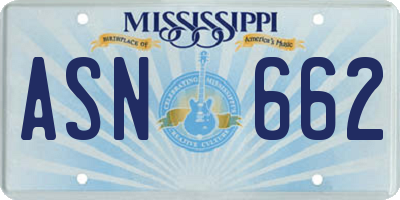 MS license plate ASN662