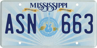 MS license plate ASN663