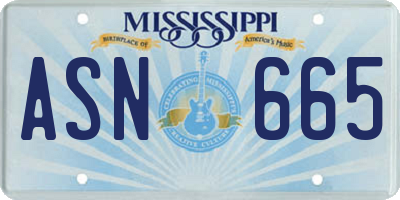MS license plate ASN665