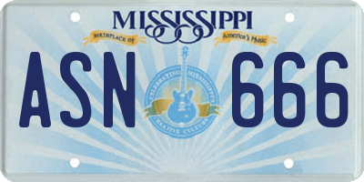 MS license plate ASN666