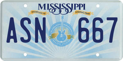 MS license plate ASN667