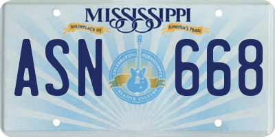 MS license plate ASN668