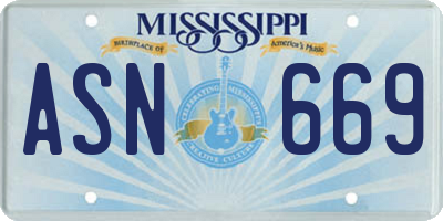 MS license plate ASN669