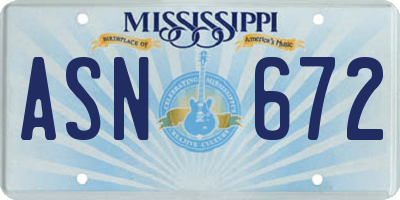 MS license plate ASN672
